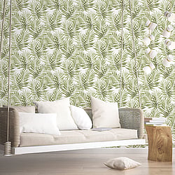 Galerie Wallcoverings Product Code G67944 - Organic Textures Wallpaper Collection - Green White Colours - Speckled Palm Design