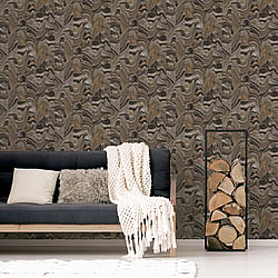 Galerie Wallcoverings Product Code G67975 - Organic Textures Wallpaper Collection - Black Gold Colours - Agate Tile Design