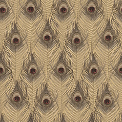 Galerie Wallcoverings Product Code G67980 - Organic Textures Wallpaper Collection - Gold Red Colours - Peacock Feather Design