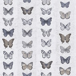 Galerie Wallcoverings Product Code G67991 - Organic Textures Wallpaper Collection - Beige Grey Colours - Jewel Butterflies Stripe Design
