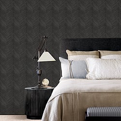 Galerie Wallcoverings Product Code G67996 - Natural Fx 2 Wallpaper Collection - Black Colours - Chevron Wood Design