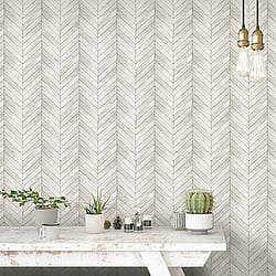 Galerie Wallcoverings Product Code G68000 - Organic Textures Wallpaper Collection - Cream Colours - Chevron Wood Design