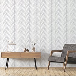 Galerie Wallcoverings Product Code G68001 - Natural Fx 2 Wallpaper Collection - White Grey Colours - Chevron Wood Design