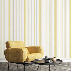 Galerie Wallcoverings Product Code G68059 - Smart Stripes 3 Wallpaper Collection - Yellow, Greys Colours - Casual Stripe Design