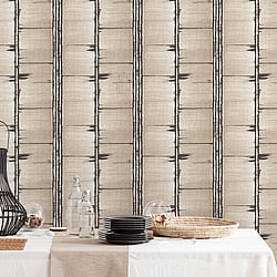 Galerie Wallcoverings Product Code G78285 - Bazaar Wallpaper Collection - Taupe Black Colours - Bark Stripe Design