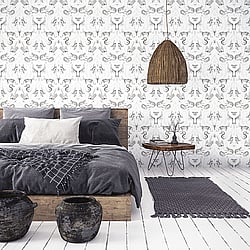 Galerie Wallcoverings Product Code G78314 - Bazaar Wallpaper Collection - White Greys Colours - Menagerie Design