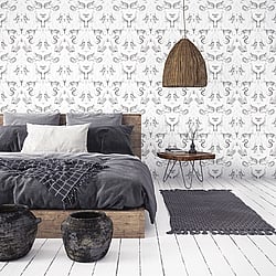 Galerie Wallcoverings Product Code G78314 - Bazaar Wallpaper Collection - White Greys Colours - Menagerie Design