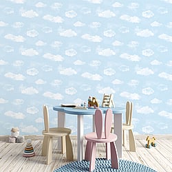 Galerie Wallcoverings Product Code G78359 - Tiny Tots 2 Wallpaper Collection - Sky Blue Colours - Cloud Design