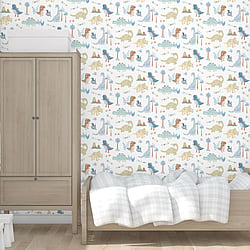 Galerie Wallcoverings Product Code G78363 - Tiny Tots 2 Wallpaper Collection - Blue Beige Colours - Dinosaurs Design