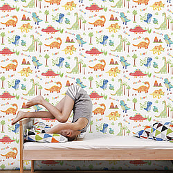 Galerie Wallcoverings Product Code G78364 - Tiny Tots 2 Wallpaper Collection - Primary Colours - Dinosaurs Design