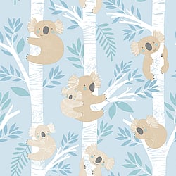 Galerie Wallcoverings Product Code G78386 - Tiny Tots 2 Wallpaper Collection - Light Blues Glitter Colours - Koalas Design