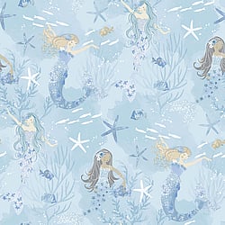 Galerie Wallcoverings Product Code G78388 - Tiny Tots 2 Wallpaper Collection - Blues Purple Glitter Colours - Mermaids Design