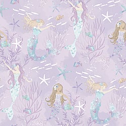 Galerie Wallcoverings Product Code G78391 - Tiny Tots 2 Wallpaper Collection - Purple Turquoise Glitter Colours - Mermaids Design
