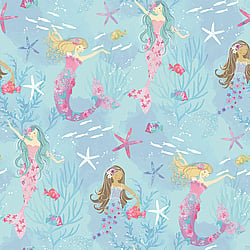 Galerie Wallcoverings Product Code G78392 - Tiny Tots 2 Wallpaper Collection - Turquoise Hot Pink Glitter Colours - Mermaids Design