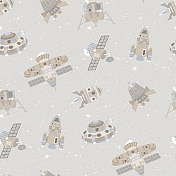 Galerie Wallcoverings Product Code G78412 - Tiny Tots 2 Wallpaper Collection - Greige Tan Glitter Colours - Spaceships Design