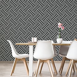 Galerie Wallcoverings Product Code GX37603 - Geometrix Wallpaper Collection - Black Silver Colours - Geo Rectangular Design