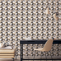 Galerie Wallcoverings Product Code GX37628 - Geometrix Wallpaper Collection - Gold Black Colours - Cubist Design