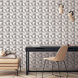 Galerie Wallcoverings Product Code GX37630 - Geometrix Wallpaper Collection - Silver Grey Colours - Cubist Design