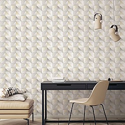 Galerie Wallcoverings Product Code GX37631 - Geometrix Wallpaper Collection - Cream Silver Colours - Cubist Design