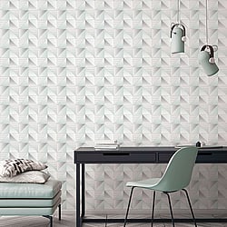 Galerie Wallcoverings Product Code GX37632 - Geometrix Wallpaper Collection - Mint Silver Colours - Cubist Design