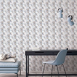 Galerie Wallcoverings Product Code GX37634 - Geometrix Wallpaper Collection - Blue Grey Colours - Cubist Design