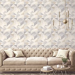 Galerie Wallcoverings Product Code GX37655 - Geometrix Wallpaper Collection - Grey Beige Colours - Silk Screen Geometric Design