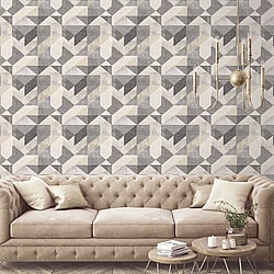Galerie Wallcoverings Product Code GX37657 - Geometrix Wallpaper Collection - Black Taupe Colours - Silk Screen Geometric Design