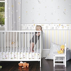 Galerie Wallcoverings Product Code Grey-Winnie-the-Pooh-Them - Magical Kingdom Wallpaper Collection -   