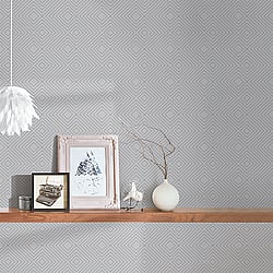 Galerie Wallcoverings Product Code HO20001 - Home Wallpaper Collection - Grey Silver Colours - Geo Diamond Motif Design