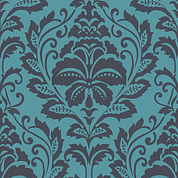 Galerie Wallcoverings Product Code HO20023 - Home Wallpaper Collection - Blue Black Colours - Damask Motif Design