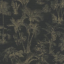Galerie Wallcoverings Product Code HV41023 - Havana Wallpaper Collection - Metallic Black Colours - Havana Jungle Palms Design
