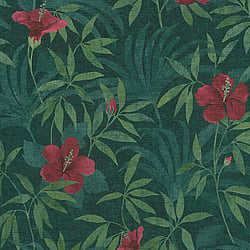 Galerie Wallcoverings Product Code HV41051 - Havana Wallpaper Collection - Green Red Colours - Havana Floral Motif Design