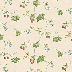 Galerie Wallcoverings Product Code KE29900 - Kitchen Style 3 Wallpaper Collection - Yellow Cream Green Red Blue Colours - Strawberry and Ivy Trail Design