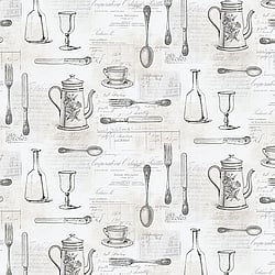 Galerie Wallcoverings Product Code KE29939 - Kitchen Style 3 Wallpaper Collection - Black White Colours - Vintage Kitchen Design