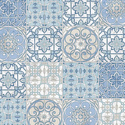 Galerie Wallcoverings Product Code KE29950 - Kitchen Style 3 Wallpaper Collection - Blue White Colours - Retro Tiles Design