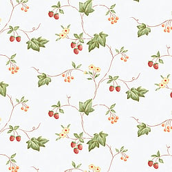 Galerie Wallcoverings Product Code KK26752 - Kitchen Style 3 Wallpaper Collection - Red Green Yellow Orange White Colours - Strawberry and Ivy Trail Design