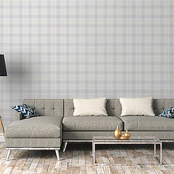 Galerie Wallcoverings Product Code MC61010 - Maison Charme Wallpaper Collection - Blue, Grey, White Colours - This delightful wallpaper has been specially designed to add a soft touch to your walls and is sure to make a welcome addition to any room. Featuring a timeless check design, this wallpaper is brought to life in a light blue, grey and cream colour scheme for an easy living finish. Design