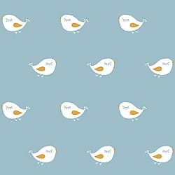 Galerie Wallcoverings Product Code ND21105 - Little Explorers Wallpaper Collection - Blue White Gold Colours - Blue Sleepy Birdy Design