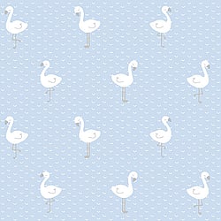 Galerie Wallcoverings Product Code ND21122 - Little Explorers Wallpaper Collection - Blue Grey White Colours - Blue Flamingo Design