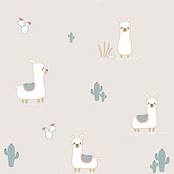 Galerie Wallcoverings Product Code ND21127 - Little Explorers Wallpaper Collection - Grey Red Blue Colours - Grey Happy Llamas Design
