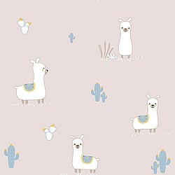 Galerie Wallcoverings Product Code ND21129 - Little Explorers Wallpaper Collection - Blue Beige Colours - Beige Blue Happy Llamas Design