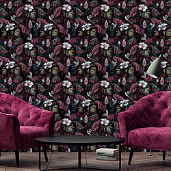 Galerie Wallcoverings Product Code NHW1001 - Enchanted Wallpaper Collection - Pink White Black Colours - Samana Pink Design