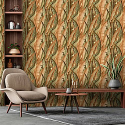 Galerie Wallcoverings Product Code NHW1042 - Enchanted Wallpaper Collection - Orange Green Colours - Malay Green Design