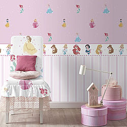 Galerie Wallcoverings Product Code Pink-Disney-Princess-Them - Magical Kingdom Wallpaper Collection -   