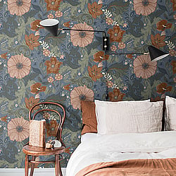 Galerie Wallcoverings Product Code S13108 - Sommarang Wallpaper Collection - Blue Colours - Scandi Bloom Design