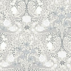 Galerie Wallcoverings Product Code S24107 - Sommarang 2 Wallpaper Collection - White, grey Colours - A medallion pattern of crocus and camellia flowers Design