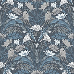 Galerie Wallcoverings Product Code S24115 - Sommarang 2 Wallpaper Collection - Blue Colours - Daisies and lavender embraced by foliage Design