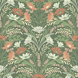 Galerie Wallcoverings Product Code S24117 - Sommarang 2 Wallpaper Collection - Green Colours - Daisies and lavender embraced by foliage Design