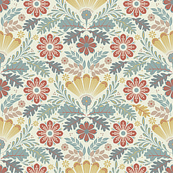 Galerie Wallcoverings Product Code S24121 - Sommarang 2 Wallpaper Collection - Yellow, red, blue Colours - An array of flowers and leaves Design