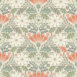 Galerie Wallcoverings Product Code S24122 - Sommarang 2 Wallpaper Collection - Beige, grey, orange, white Colours - An array of flowers and leaves Design